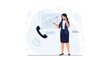 © Husein - Businesswoman on phone, interacting with data display, symbolising deal making and communication in modern business.