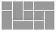 © Design - 10 Image Photo Collage, 5 Empty geometric photo collage grid rectangle template shape. Modern tiles pattern mosaic for portfolio presentation. Background and photo album for wall mood board.