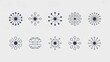 © Syed Muhammad art - Dark minimalist vector icons depicting various abstract network nodes and scientific connection patterns isolated on a clean light gray background