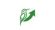 © Taola - Green bird silhouette with upward arrow design.