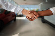© Jelena - People shaking hands completing car dealership business deal