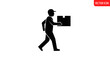 © febri - Man carrying a large box delivery.