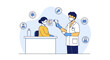 © Irwin - Doctor checks patient's temperature with infrared thermometer, health screening concept