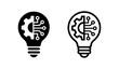 © liubomir118809 - Innovation and engineering concept icon with light bulb, gear, and circuit board in solid and outline, for smart solutions.