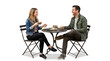 © 3kaaaju - A happy couple enjoying coffee and pastries at a small outdoor cafe table, smiling and engaged in conversation.