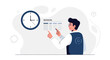 © Lidia - Man Planning Session with Clock and Schedule, Business Meeting Time Management Illustration