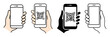 © Vasyl Yurlov - Hand holding smartphone icon set, scanning QR code on screen flat vector illustration isolated.