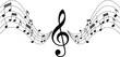 © LailaArtworks - Musical notes and treble clef vector illustration with flowing lines on a white background music symbol art graphic design melody rhythm composition sheet