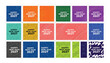 © Shaon - Comprehensive collection of sixteen happy new year 2027 square and rectangular cards featuring varied abstract geometric motifs and color schemes abstract geometric colorful background