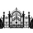 © Sarfaraz - Luxury mansion entrance gate with ornate ironwork and lanterns, symbolizing grandeur and elegance in residential architecture.