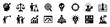 © Yurii - Set of business and leadership icons representing strategy, growth, teamwork, innovation, success, and management concepts on transparent background