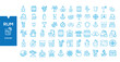© Afrojaart - Rum Icons Set: A comprehensive collection of line art icons representing rum, tropical elements, and nautical themes, perfect for design projects.