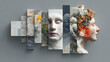 © Technically - Digital art creation process with AI tools and abstract sculptural portrait on neutral background