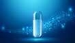 © Michael - transparent capsule with glowing particles floating in blue background