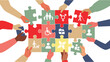 © jubayer95 - People holding colored puzzle pieces representing diversity equity and social inclusion.