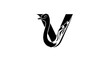 © Bano - Black and white stylized bird head logo design.