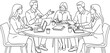 © agus - Diverse professional team collaborating in a business meeting sketch.