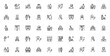 © wang - Travel people icon set. Travel vector icons pack. Includes tourist, hiker, surfer, scuba diving, camping, skier, selfie, boarding pass, passport, plane, signpost, tour guide, and more.
