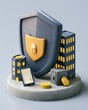 © grey - Miniature diorama shield protecting business asset concept