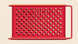 © Fire On - red rectangular cheese grater with multiple holes and a handle for food preparation