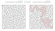 © Irina - Labyrinth game grid 21x21 with solution. Complex maze path for adults. Printable puzzle with answer key. Hard level.