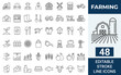 © Kingko - Farming icon set. Containing Farm, Farmer, Agricultural, Cow, Pig, Lamb, Chicken, Bee, Windmill, Wheat, Corn, Harvesting and more. Outline Icon Collection. Editable stroke. Vector illustration