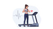 © Ujang - Woman Exercising on Treadmill Monitoring Heart Rate with ECG Line and Heart Symbol