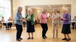 © Xenia - Group of elderly women dancing in a community hall. Senior women having fun and exercising together. Active aging and social connection
