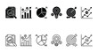 © Mama - Business Data Icons Set Featuring Charts Gears And Targets Black Line Silhouette analytics chart graph
