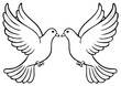 © Алла Навроцкая - Two white doves flying with wings spread in a symmetrical design symbolizing peace and freedom
