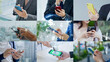 © metamorworks - 様々なシーンでスマホを使う人々と通信ネットワーク