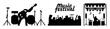 © MdAbu - Solid black icon, white background: music festival icon set with simple line art design featuring line art, illustrations, graphic resources with vector and design elements