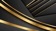 © Harry - Abstract geometric background featuring overlapping dark grey paper layers with shiny elegant metallic gold accents