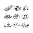 © Leg_IO - Simple hand drawn various italian pasta sketch clip art, engraved traditional food illustration set