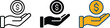 © Rimi - hand holding dollar icon. Symbol of finance, investment, giving money, Cashback reward and financial savings banking symbol