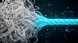 © Syawal Bangun - A highly detailed macro shot captures tangled white wires transforming into a single organized blue cable.