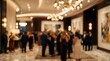 © Blur backgrounds - Blurred luxury gala event people gathering elegant ballroom lobby social party bokeh background formal attire celebration night life hospitality