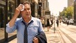 © rdkcho - Businessman Wiping Sweat from Forehead on Hot City Street