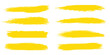 © MDASADUL - Yellow grunge brush stroke set. Hand painted highlighter underlines and rough paint line dividers. Vector texture marker pack.