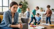 © Maryia - Stressed busy woman managing home life alone with children present representing single parent pressure emotional fatigue overload and challenge of daily responsibilities
