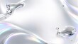 © crispy - Liquid silver surface with metallic drops and iridescent light reflection. Abstract chrome background for cosmetic branding, luxury product design and futuristic tech presentation