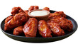 © Theodore - Spicy buffalo chicken wings with ranch dip on black plate