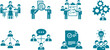 © MURSHIDUR RAHMAN - Set of eight professional business and teamwork icons featuring collaboration discussion planning and strategy concepts isolated on transparent background