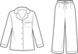 © MdAbdur - Women pajama set technical fashion illustration, long sleeve sleepwear top and pants line art template isolated on light background
