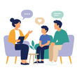 © Jiwa - Family therapy session with a professional psychologist and parents.