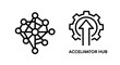 © SM - Complex network connections and accelerator hub growth concept icons with connections acceleratorhub technology business development innovation