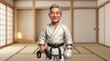 © spyrakot - Karate instructor caricature portrait in traditional dojo