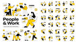 © Master_BG - Set of people and work vector illustrations collection of business characters working, collaborating, presenting, and analyzing data in office environment modern flat design style for web and mobile a