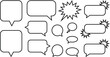 © AKTAR - Minimalist comic speech bubble set with thought balloon explosive flash and rounded rectangle dialogue frames vector