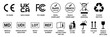 © Abdelati - Industrial packaging symbols set, black product certification marks and compliance icons, shipping and handling labels for commercial logistics isolated on White Background ai